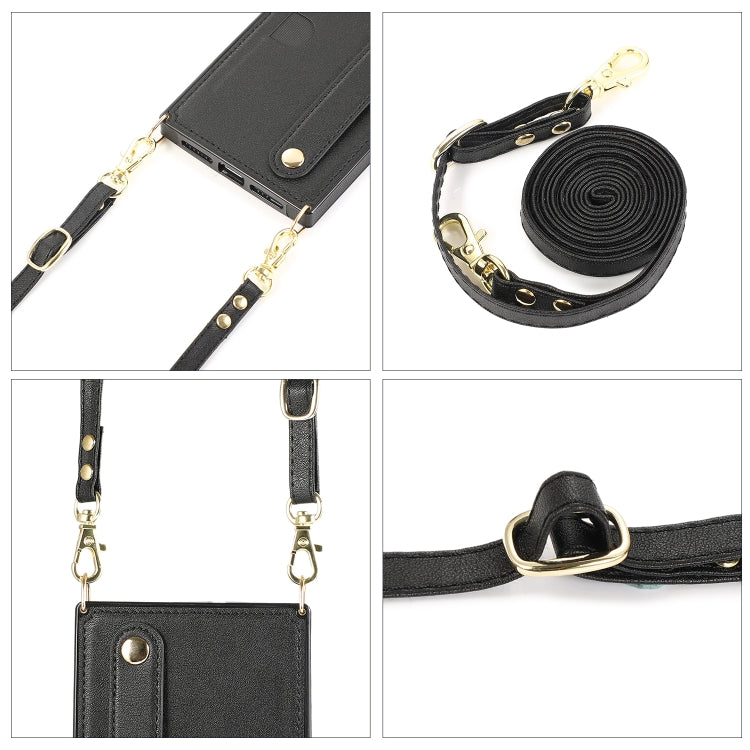 For iPhone 11 Pro Max Wrist Strap PU+TPU Shockproof Protective Case with Crossbody Lanyard & Holder & Card Slot