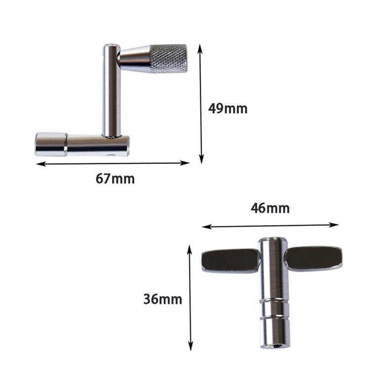 CT-826 T-shaped Square Hole Drum Key Universal Adjustment Wrench Tool for Drum Set - Silver