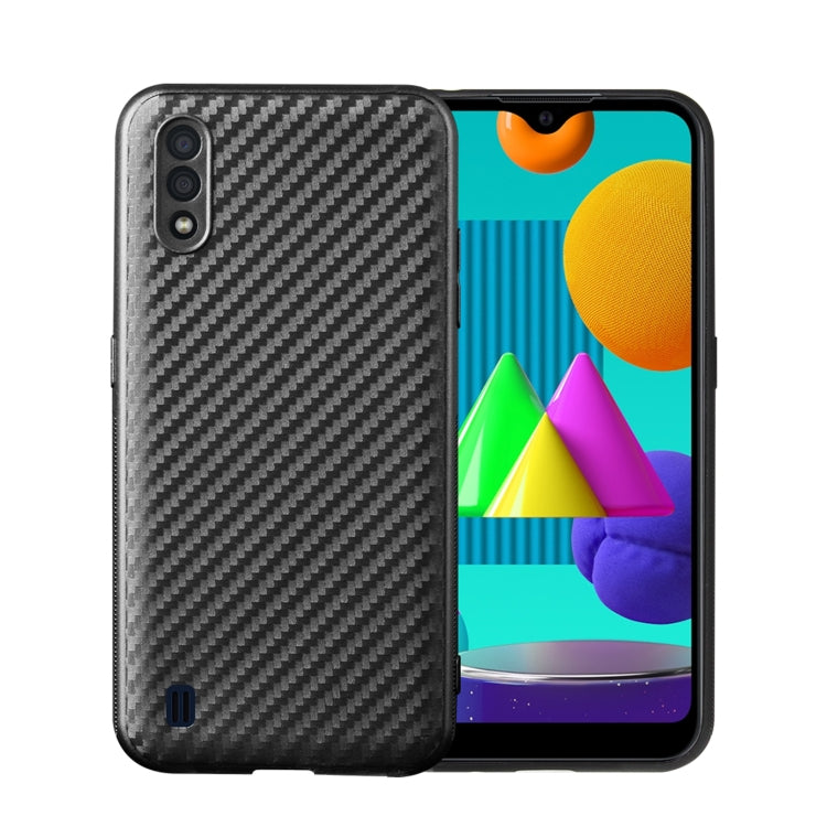 For Samsung Galaxy M01 Carbon Fiber Texture TPU Protective Case(Black)