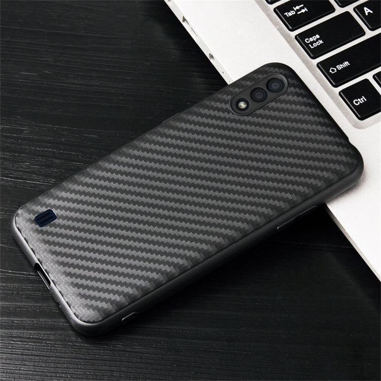 For Samsung Galaxy M01 Carbon Fiber Texture TPU Protective Case(Black)