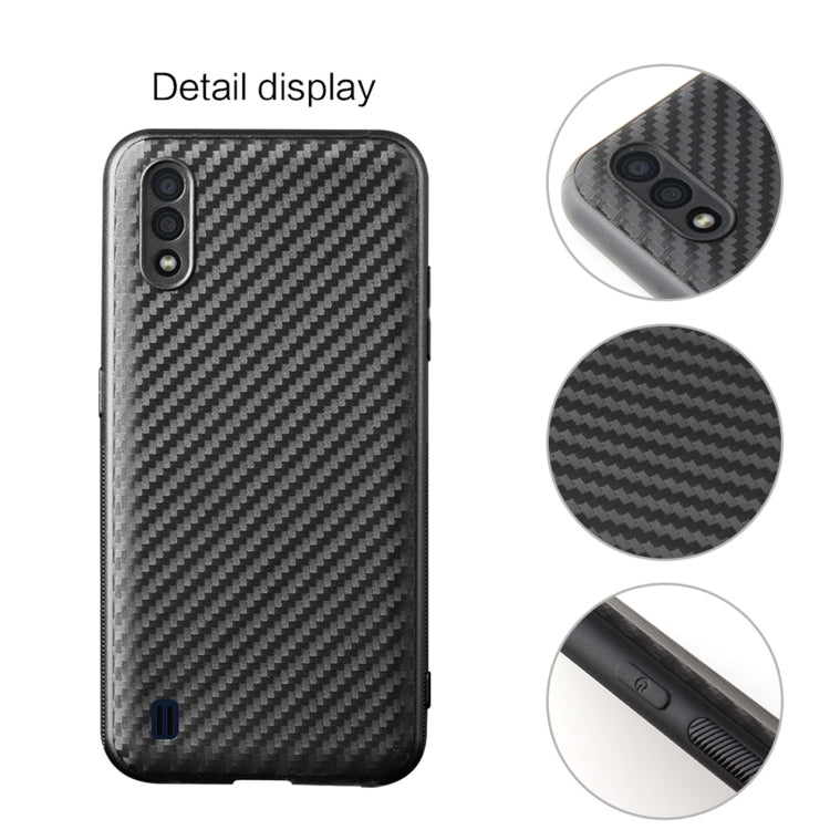 For Samsung Galaxy M01 Carbon Fiber Texture TPU Protective Case(Black)
