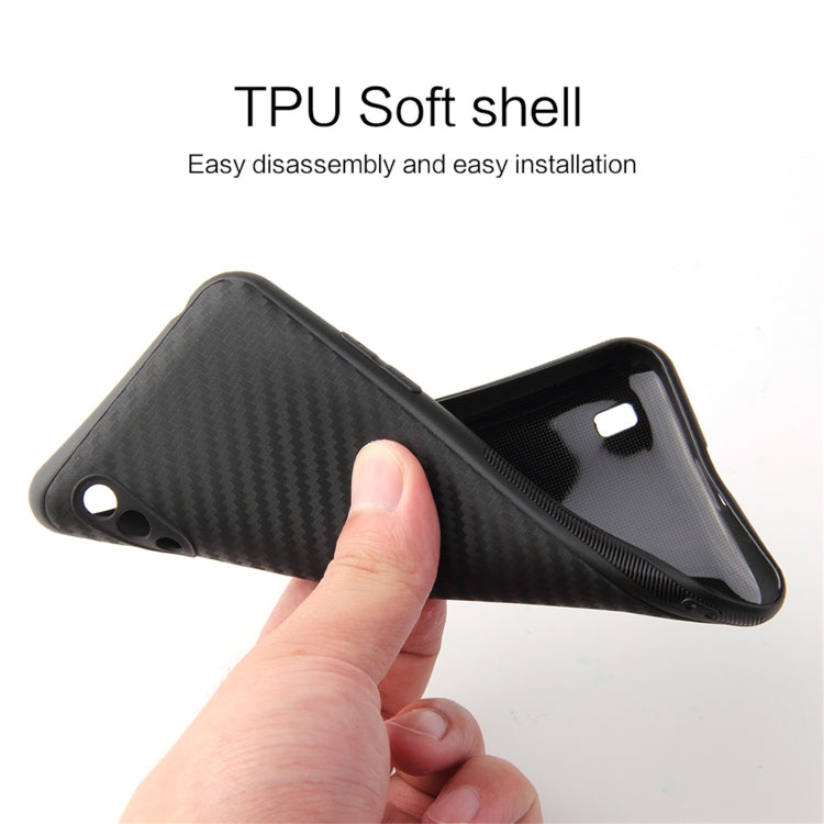 For Samsung Galaxy M01 Carbon Fiber Texture TPU Protective Case(Black)