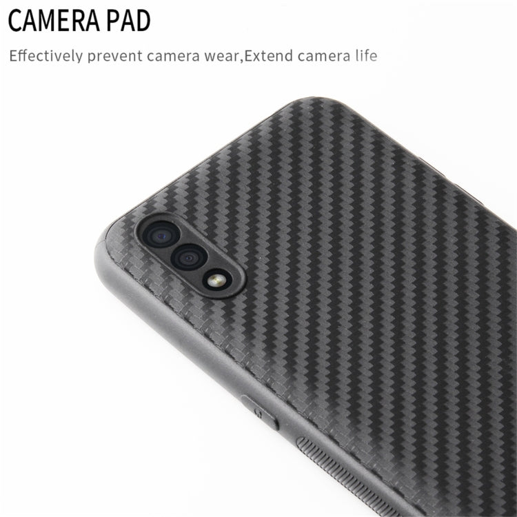 For Samsung Galaxy M01 Carbon Fiber Texture TPU Protective Case(Black)