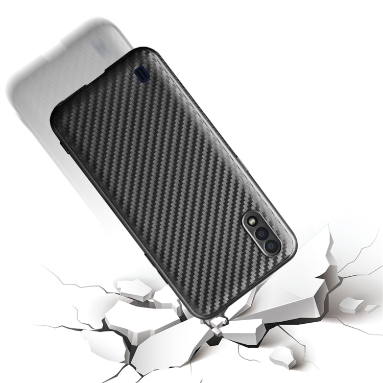 For Samsung Galaxy M01 Carbon Fiber Texture TPU Protective Case(Black)