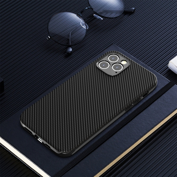 For iPhone 12 Pro Max Carbon Fiber Texture TPU Protective Case(Black)