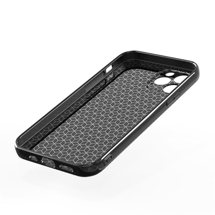 For iPhone 12 Pro Max Carbon Fiber Texture TPU Protective Case(Black)