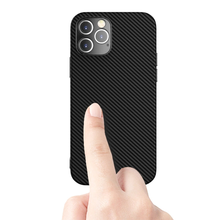 For iPhone 12 Pro Max Carbon Fiber Texture TPU Protective Case(Black)