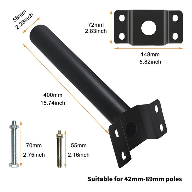 4 Sets 58mm Pipe Diameter Solar Street Light Bracket Mounting Arm, Length: 40cm