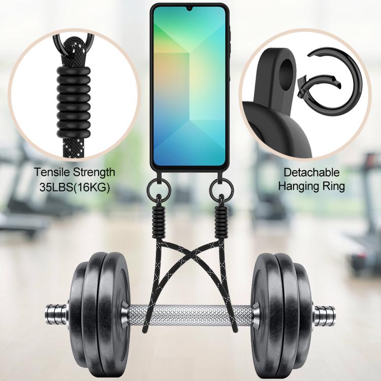 For Samsung Galaxy A07 / M17e / F07e Integrated Card Bag Solid Color Liquid Silicone Phone Case Gen2 with Short Lanyard