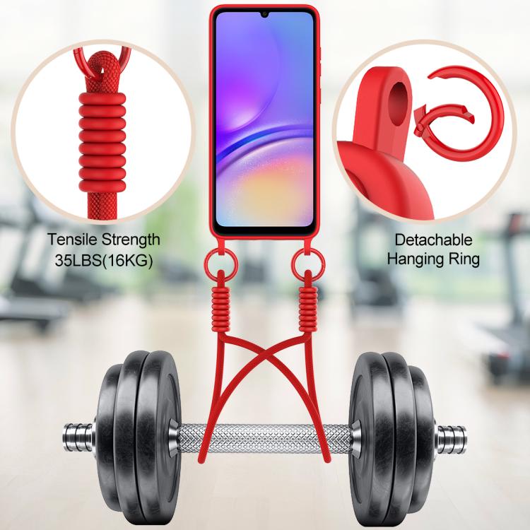 For Samsung Galaxy A05 / M05 / F05 4G Integrated Card Bag Solid Color Liquid Silicone Phone Case Gen2 with Short Lanyard
