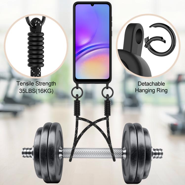 For Samsung Galaxy A05 / M05 / F05 4G Integrated Card Bag Solid Color Liquid Silicone Phone Case Gen2 with Short Lanyard