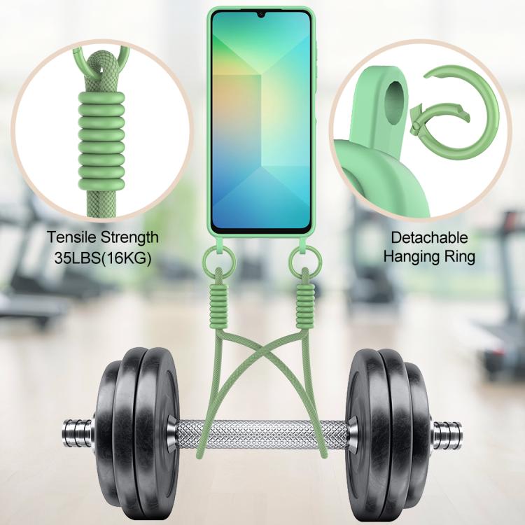 For Samsung Galaxy A06 5G Integrated Card Bag Solid Color Liquid Silicone Phone Case Gen2 with Short Lanyard