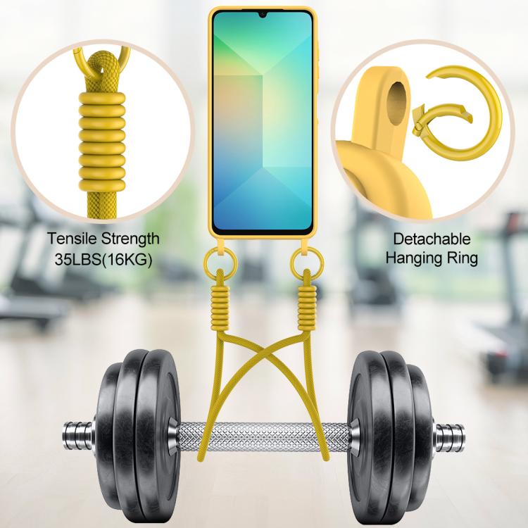 For Samsung Galaxy A06 5G Integrated Card Bag Solid Color Liquid Silicone Phone Case Gen2 with Short Lanyard