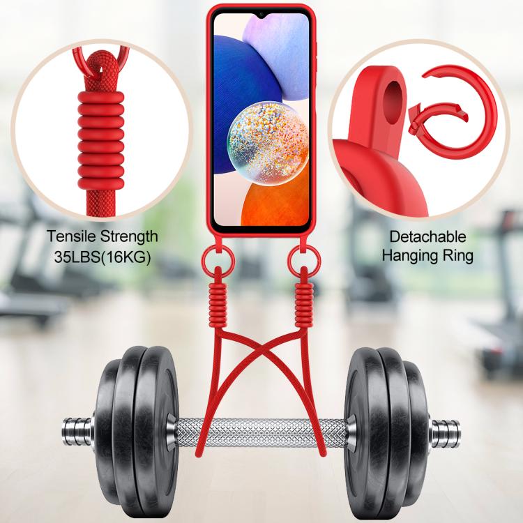 For Samsung Galaxy A16 4G / 5G Integrated Card Bag Solid Color Liquid Silicone Phone Case Gen2 with Short Lanyard