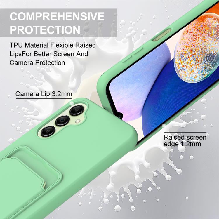 For Samsung Galaxy A16 4G / 5G Integrated Card Bag Solid Color Liquid Silicone Phone Case Gen2 with Short Lanyard