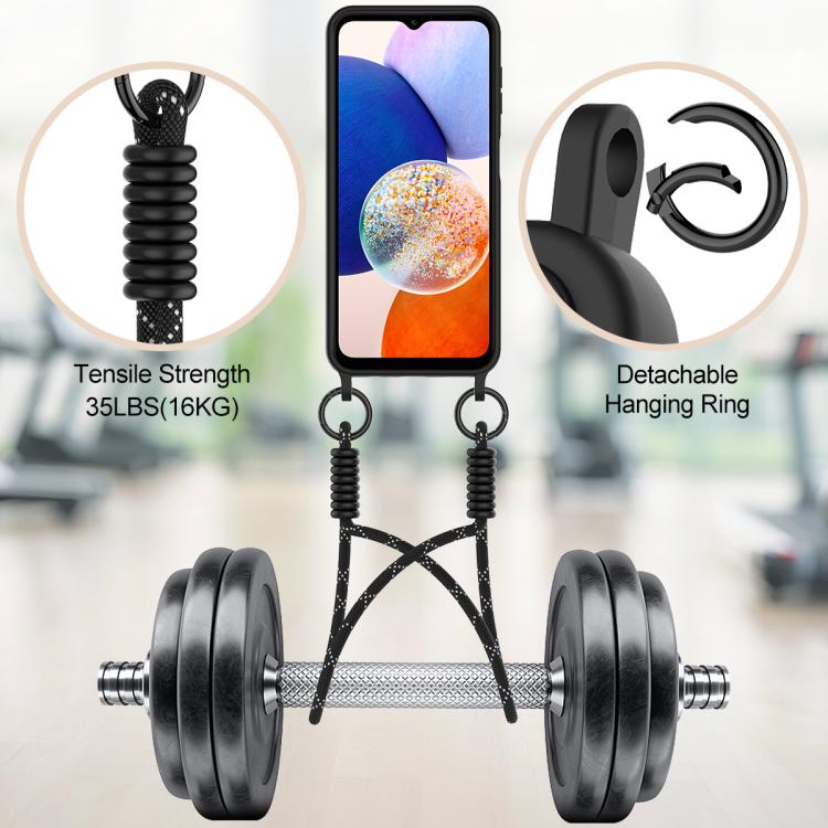 For Samsung Galaxy A16 4G / 5G Integrated Card Bag Solid Color Liquid Silicone Phone Case Gen2 with Short Lanyard