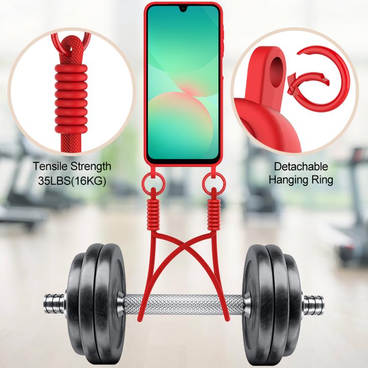 For Samsung Galaxy A17 / F17 / M17 Integrated Card Bag Solid Color Liquid Silicone Phone Case Gen2 with Short Lanyard