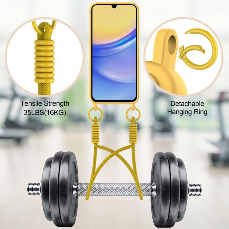 For Samsung Galaxy A35 5G Integrated Card Bag Solid Color Liquid Silicone Phone Case Gen2 with Short Lanyard
