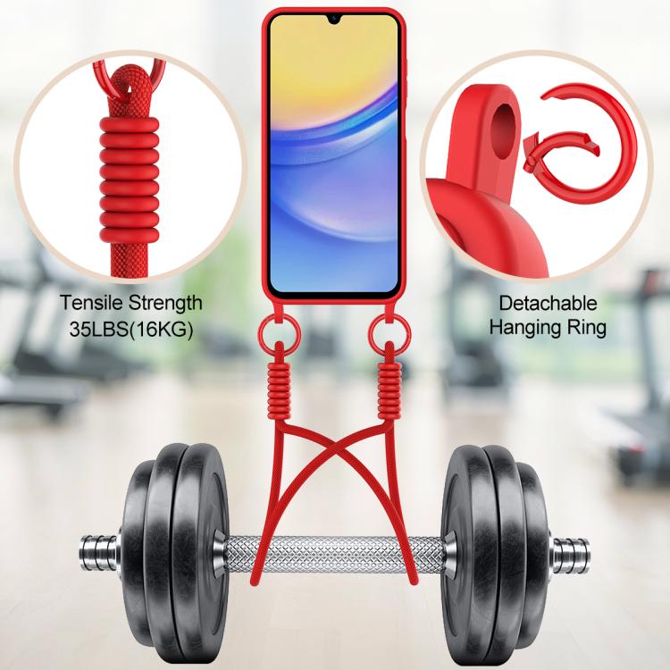 For Samsung Galaxy A55 5G Integrated Card Bag Solid Color Liquid Silicone Phone Case Gen2 with Short Lanyard