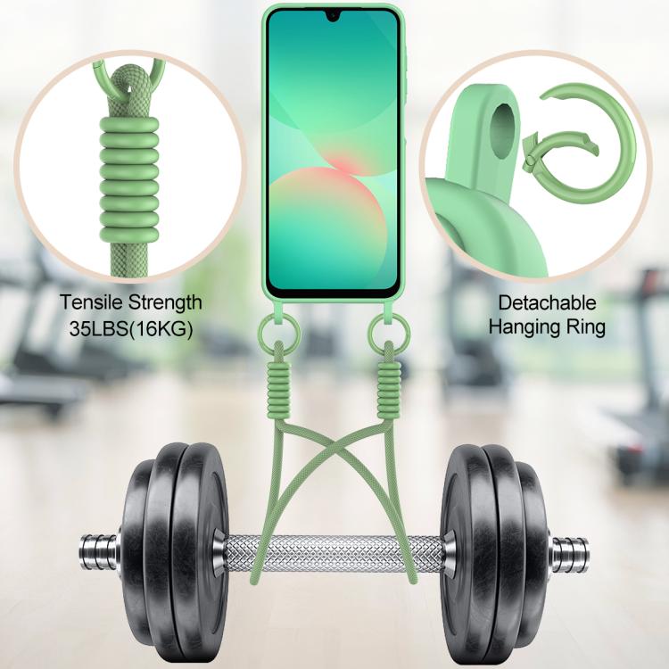 For Samsung Galaxy A57 5G Integrated Card Bag Solid Color Liquid Silicone Phone Case Gen2 with Short Lanyard