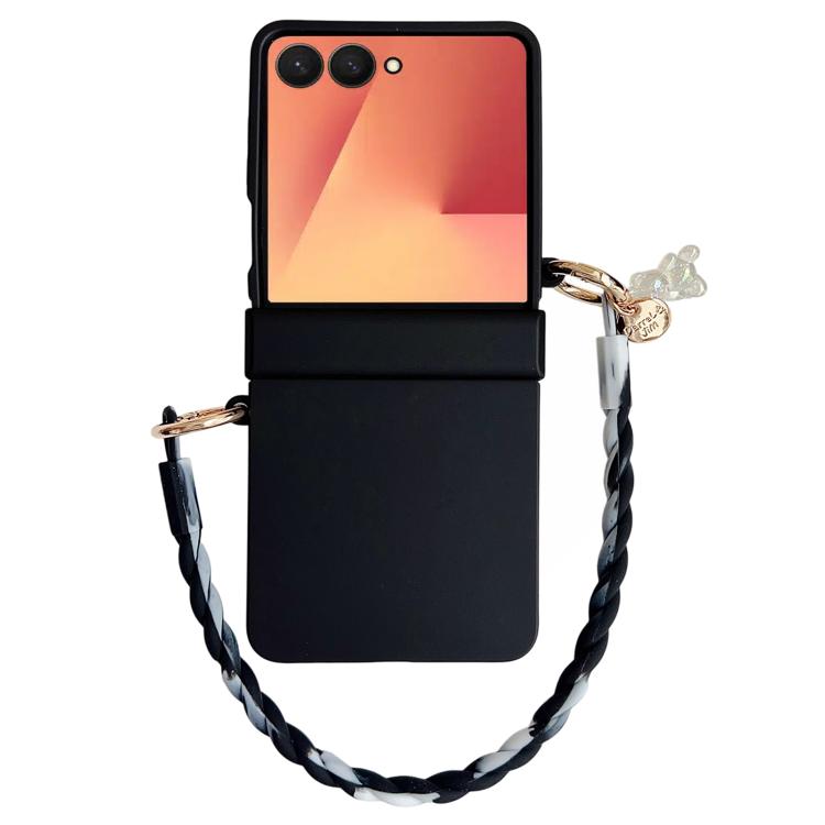 For Samsung Galaxy Z Flip7 5G Integrated Hinge Side Buckle Skin Feel PC Phone Case with Strap