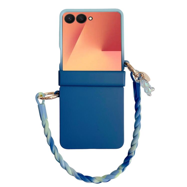 For Samsung Galaxy Z Flip7 5G Integrated Hinge Side Buckle Skin Feel PC Phone Case with Strap