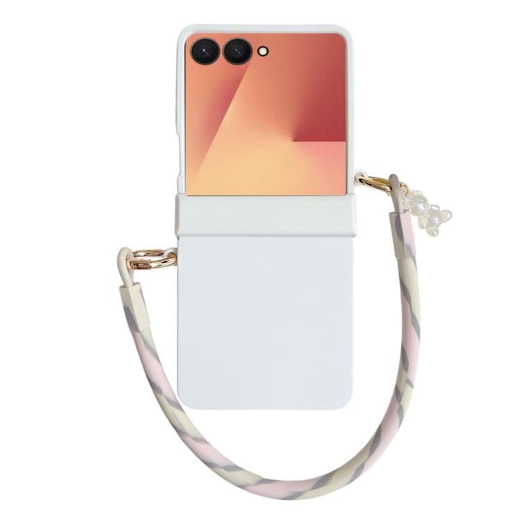 For Samsung Galaxy Z Flip7 5G Integrated Hinge Side Buckle Skin Feel PC Phone Case with Strap