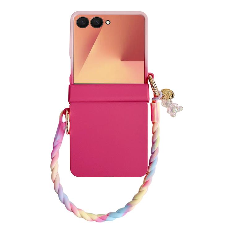 For Samsung Galaxy Z Flip7 5G Integrated Hinge Side Buckle Skin Feel PC Phone Case with Strap