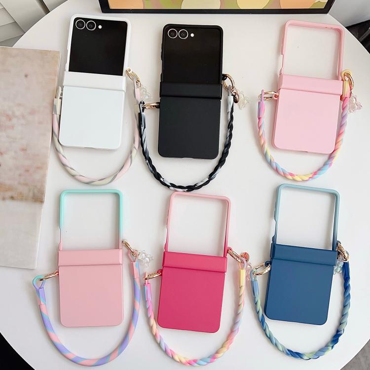 For Samsung Galaxy Z Flip7 5G Integrated Hinge Side Buckle Skin Feel PC Phone Case with Strap