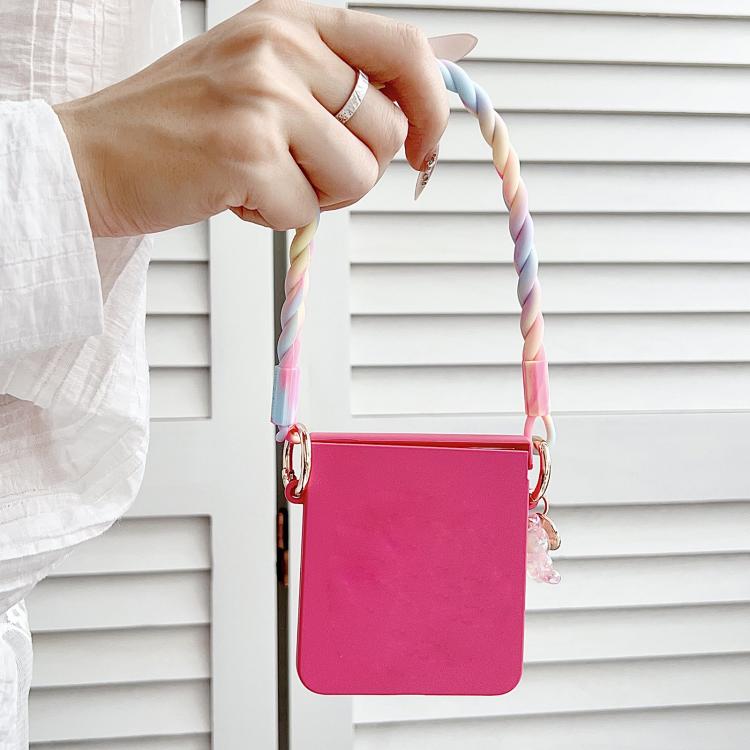 For Samsung Galaxy Z Flip7 5G Integrated Hinge Side Buckle Skin Feel PC Phone Case with Strap