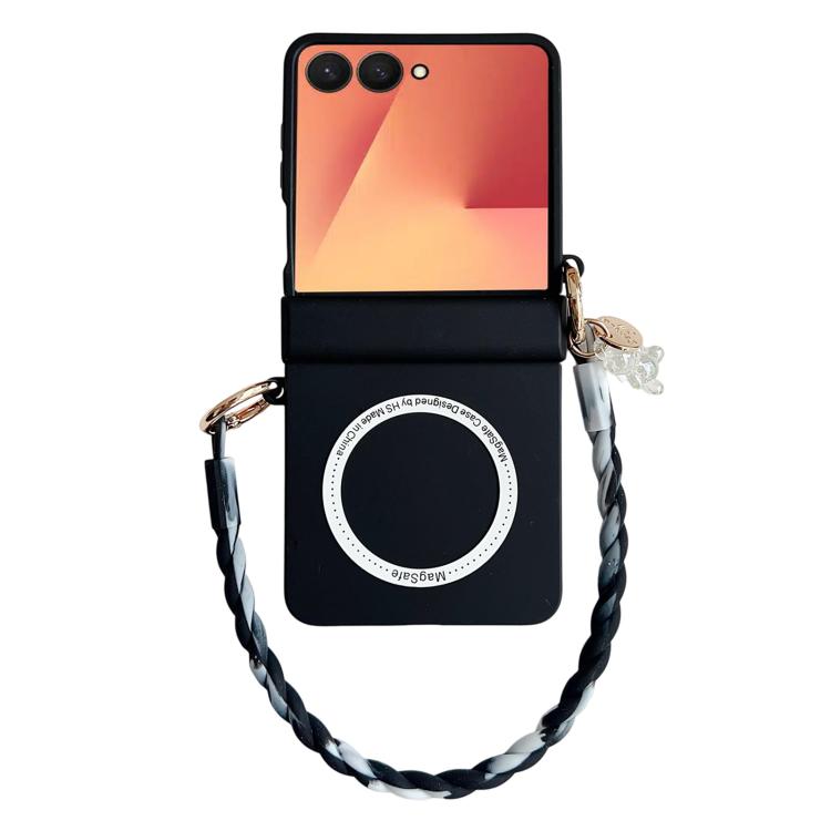 For Samsung Galaxy Z Flip7 5G Integrated Hinge Side Buckle MagSafe Skin Feel PC Phone Case with Strap