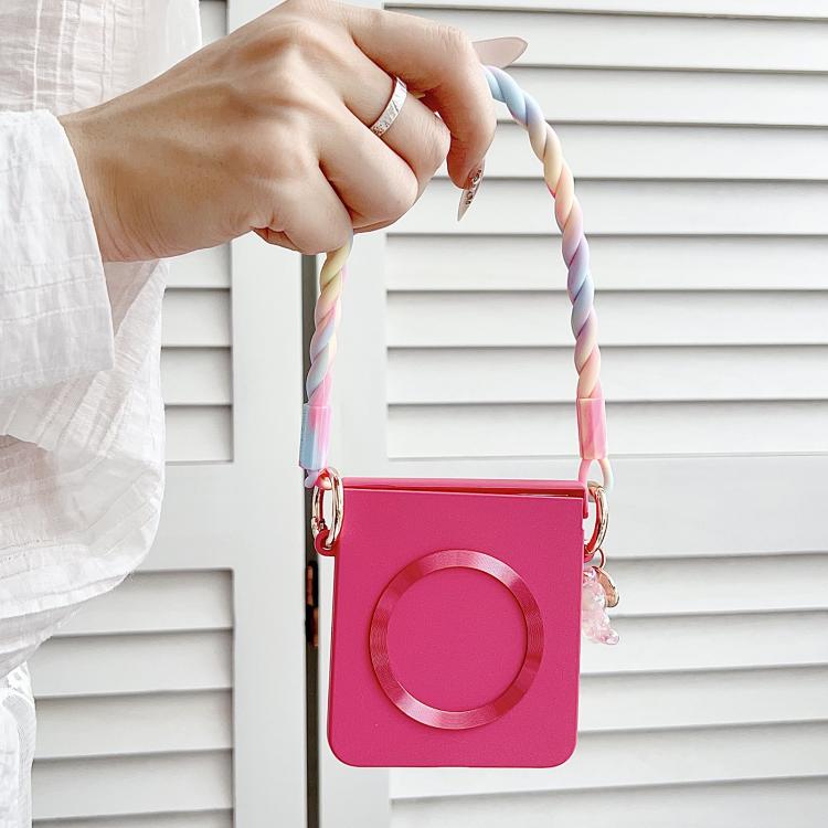 For Samsung Galaxy Z Flip7 5G Integrated Hinge Side Buckle MagSafe Skin Feel PC Phone Case with Strap