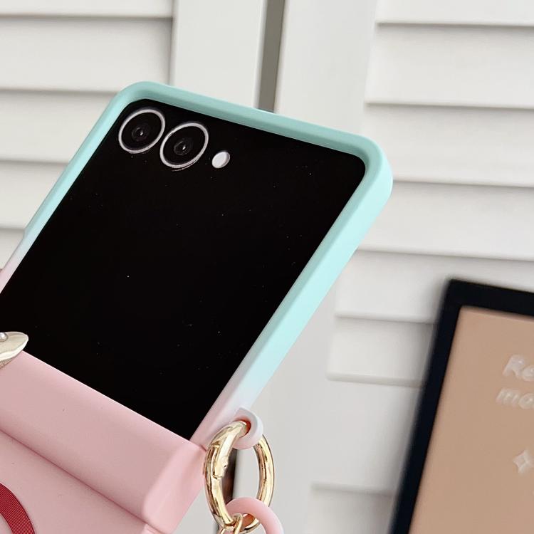 For Samsung Galaxy Z Flip7 5G Integrated Hinge Side Buckle MagSafe Skin Feel PC Phone Case with Strap