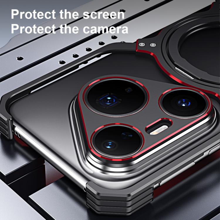 For Huawei Pura 80 Ultra Mechanical Arm Borderless MagSafe Holder Metal Phone Case
