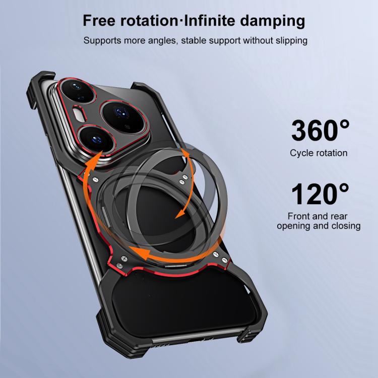 For Huawei Pura 80 Ultra Mechanical Arm Borderless MagSafe Holder Metal Phone Case