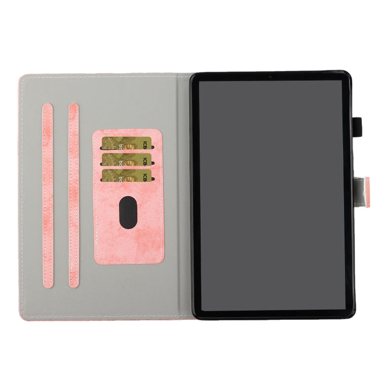 For Samsung Galaxy Tab S8 / Galaxy Tab S7 11.0 T870 Marble Style Cloth Texture Leather Case with Bracket & Card Slot & Pen Slot & Anti Skid Strip