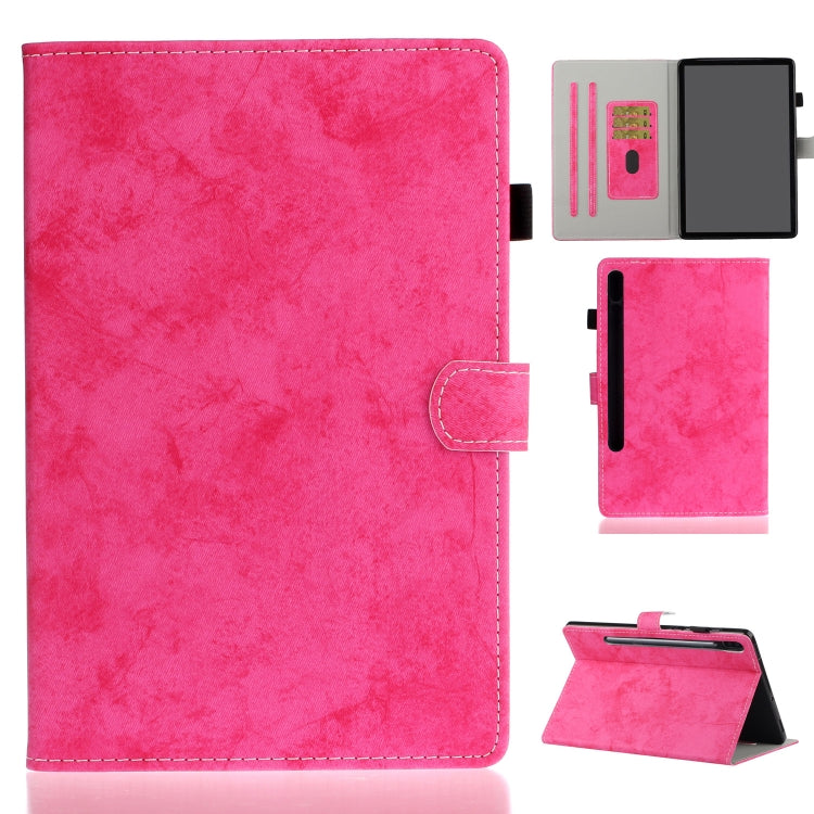 For Samsung Galaxy Tab S8 / Galaxy Tab S7 11.0 T870 Marble Style Cloth Texture Leather Case with Bracket & Card Slot & Pen Slot & Anti Skid Strip