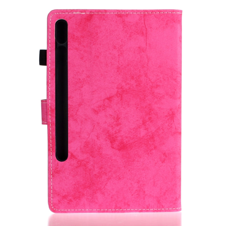 For Samsung Galaxy Tab S8 / Galaxy Tab S7 11.0 T870 Marble Style Cloth Texture Leather Case with Bracket & Card Slot & Pen Slot & Anti Skid Strip