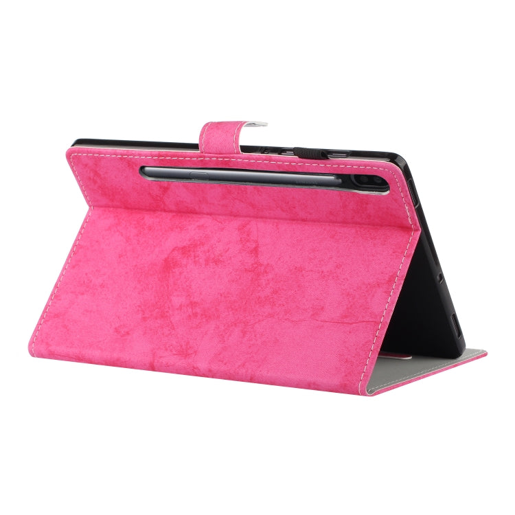 For Samsung Galaxy Tab S8 / Galaxy Tab S7 11.0 T870 Marble Style Cloth Texture Leather Case with Bracket & Card Slot & Pen Slot & Anti Skid Strip