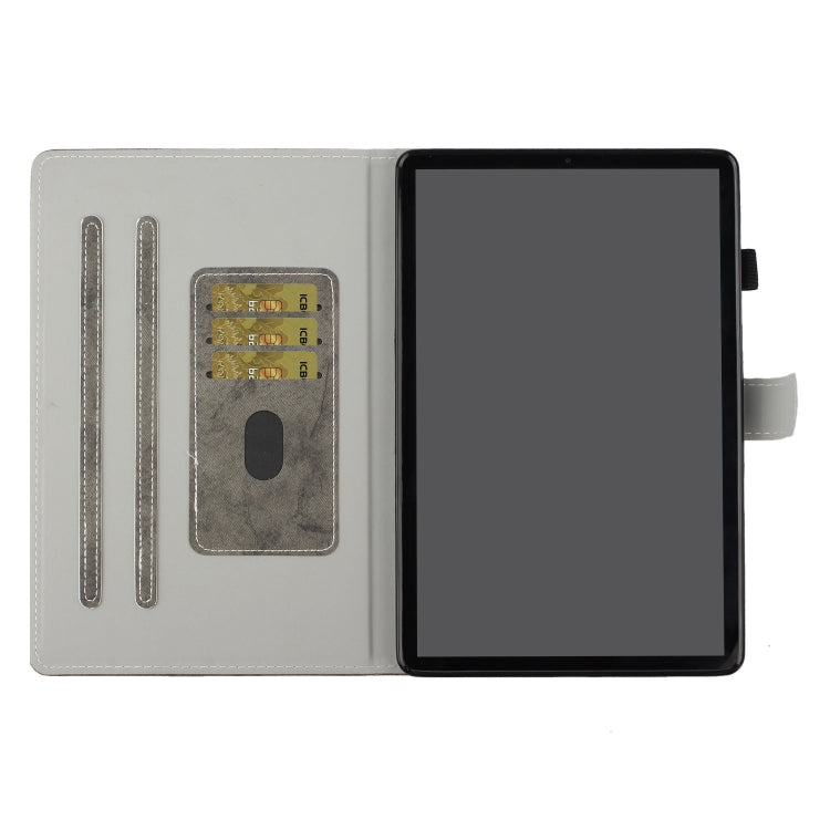For Samsung Galaxy Tab S8 / Galaxy Tab S7 11.0 T870 Marble Style Cloth Texture Leather Case with Bracket & Card Slot & Pen Slot & Anti Skid Strip