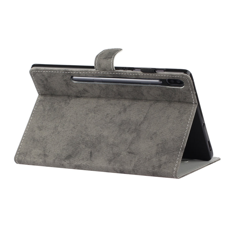 For Samsung Galaxy Tab S8 / Galaxy Tab S7 11.0 T870 Marble Style Cloth Texture Leather Case with Bracket & Card Slot & Pen Slot & Anti Skid Strip
