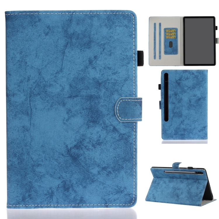 For Samsung Galaxy Tab S8 / Galaxy Tab S7 11.0 T870 Marble Style Cloth Texture Leather Case with Bracket & Card Slot & Pen Slot & Anti Skid Strip