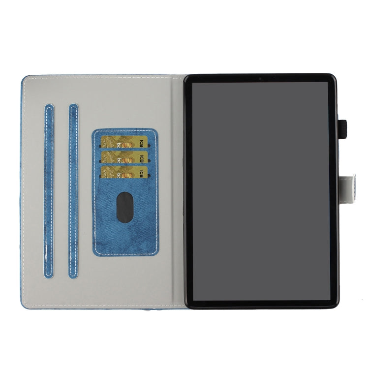 For Samsung Galaxy Tab S8 / Galaxy Tab S7 11.0 T870 Marble Style Cloth Texture Leather Case with Bracket & Card Slot & Pen Slot & Anti Skid Strip