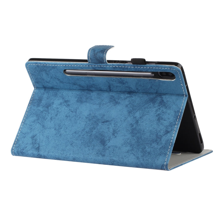 For Samsung Galaxy Tab S8 / Galaxy Tab S7 11.0 T870 Marble Style Cloth Texture Leather Case with Bracket & Card Slot & Pen Slot & Anti Skid Strip
