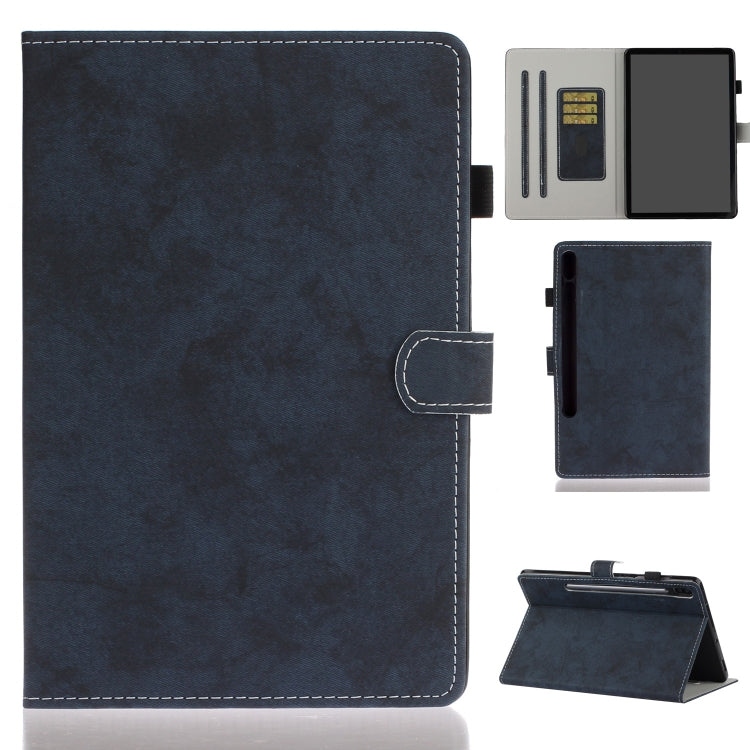 For Samsung Galaxy Tab S8 / Galaxy Tab S7 11.0 T870 Marble Style Cloth Texture Leather Case with Bracket & Card Slot & Pen Slot & Anti Skid Strip