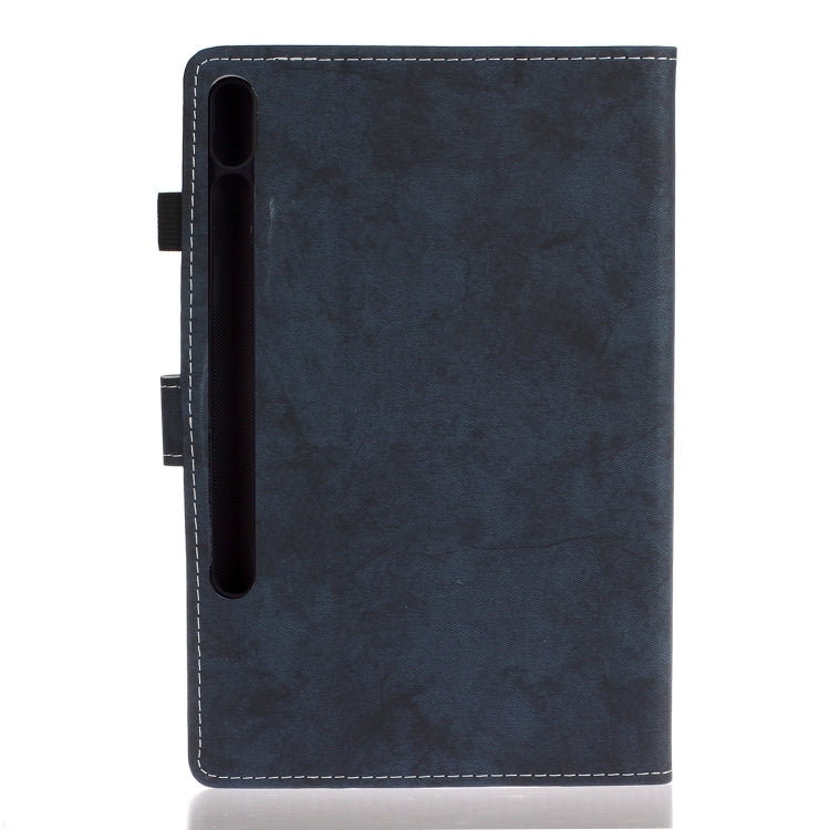 For Samsung Galaxy Tab S8 / Galaxy Tab S7 11.0 T870 Marble Style Cloth Texture Leather Case with Bracket & Card Slot & Pen Slot & Anti Skid Strip