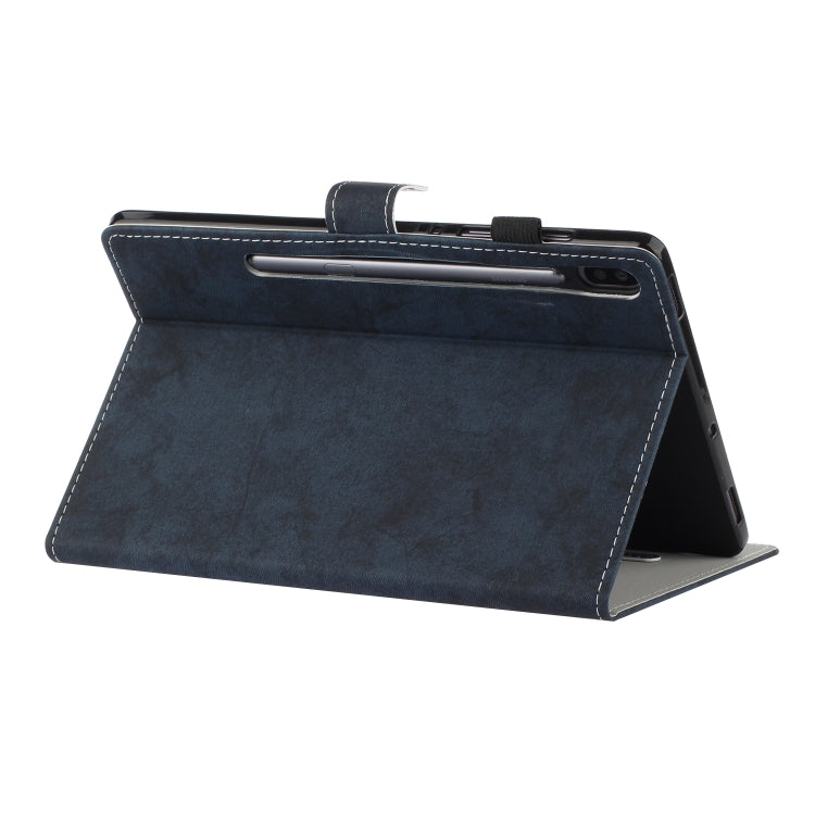 For Samsung Galaxy Tab S8 / Galaxy Tab S7 11.0 T870 Marble Style Cloth Texture Leather Case with Bracket & Card Slot & Pen Slot & Anti Skid Strip