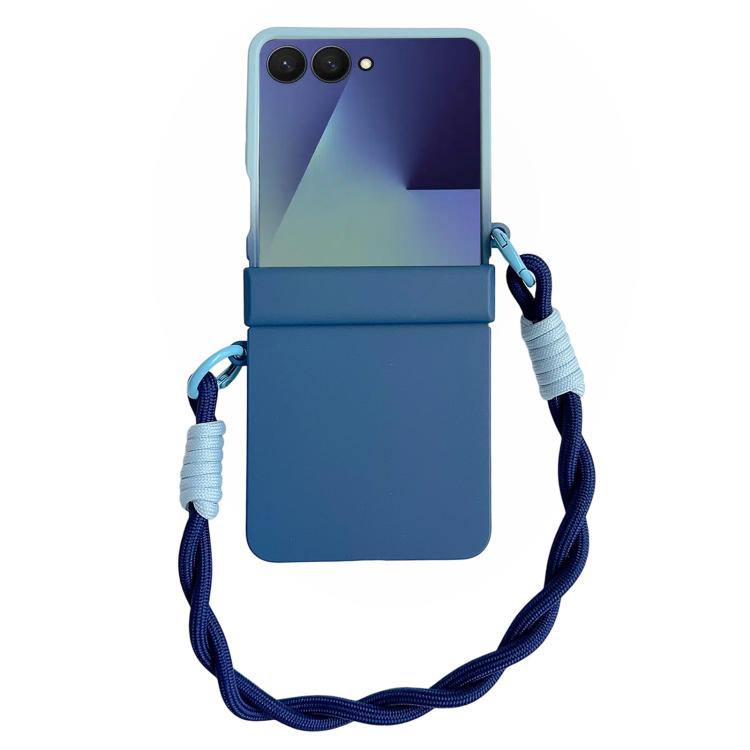For Samsung Galaxy Z Flip7 5G Integrated Hinge Side Buckle Skin Feel PC Phone Case with Strap