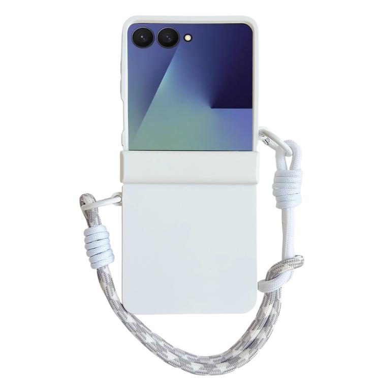 For Samsung Galaxy Z Flip7 5G Integrated Hinge Side Buckle Skin Feel PC Phone Case with Strap
