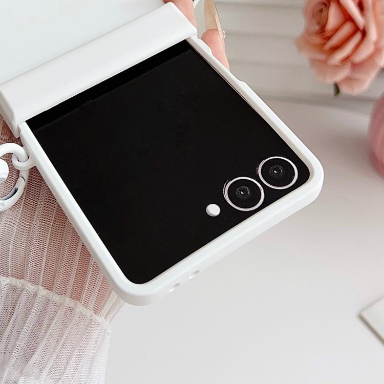 For Samsung Galaxy Z Flip7 5G Integrated Hinge Side Buckle Skin Feel PC Phone Case with Strap